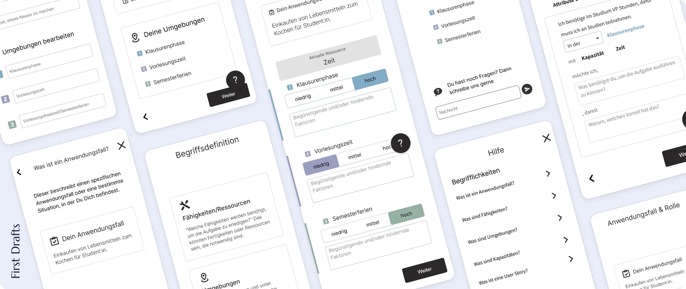 Displays first Iteration of the Designs