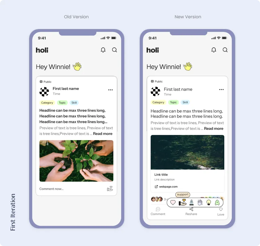 Mockups of the First Iteration