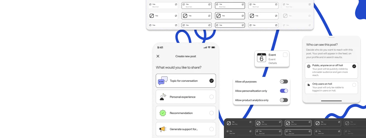 Mockups of the Holi App