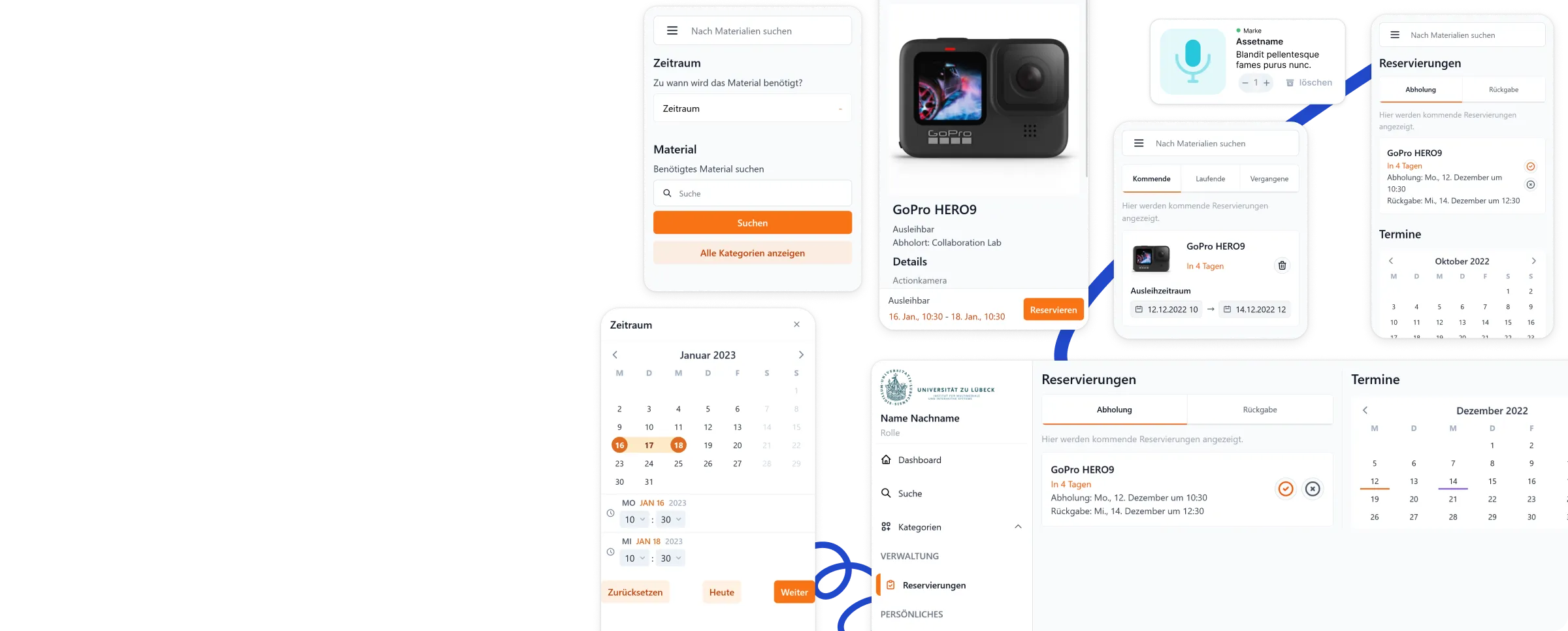 Mockups of the Holi App
